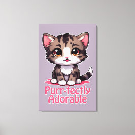 Gesponnen-perfect Schattig Chibi Kawaii Kitten in  Canvas Afdruk