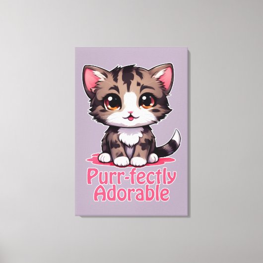 Gesponnen-perfect Schattig Chibi Kawaii Kitten in  Canvas Afdruk (Voorkant)