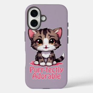 Gesponnen-perfect Schattig Chibi Kawaii Kitten in  iPhone 16 Hoesje