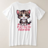 Gesponnen-perfect Schattig Chibi Kawaii Kitten in  Grote Maat T-shirt (Design achterkant)