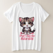 Gesponnen-perfect Schattig Chibi Kawaii Kitten in  Grote Maat T-shirt (Design voorkant)