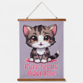 Gesponnen-perfect Schattig Chibi Kawaii Kitten in Hangend Wandkleed (Voorkant)
