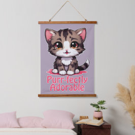 Gesponnen-perfect Schattig Chibi Kawaii Kitten in  Hangend Wandkleed