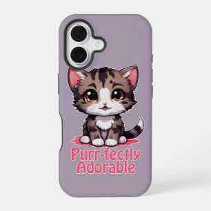 Gesponnen-perfect Schattig Chibi Kawaii Kitten in iPhone 16 Hoesje