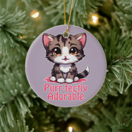 Gesponnen-perfect Schattig Chibi Kawaii Kitten in  Keramisch Ornament