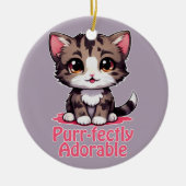 Gesponnen-perfect Schattig Chibi Kawaii Kitten in Keramisch Ornament (Voorkant)