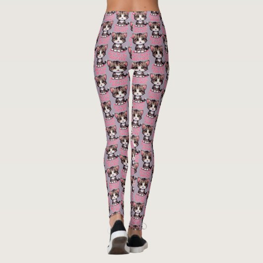 Gesponnen-perfect Schattig Chibi Kawaii Kitten in  Leggings (Achterkant)