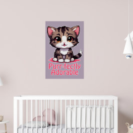 Gesponnen-perfect Schattig Chibi Kawaii Kitten in  Poster