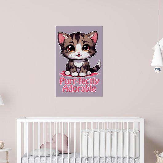 Gesponnen-perfect Schattig Chibi Kawaii Kitten in Poster (Kinderkamer 2)