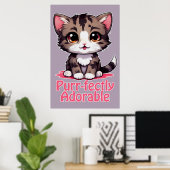 Gesponnen-perfect Schattig Chibi Kawaii Kitten in Poster (Thuiskantoor)