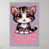 Gesponnen-perfect Schattig Chibi Kawaii Kitten in Poster (Voorkant)
