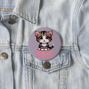 Gesponnen-perfect Schattig Chibi Kawaii Kitten in  Ronde Button 7,6 Cm