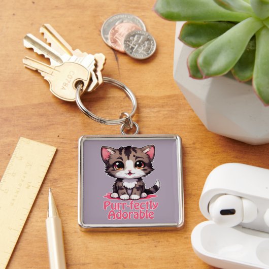 Gesponnen-perfect Schattig Chibi Kawaii Kitten in Sleutelhanger (Bureau)