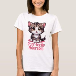Gesponnen-perfect Schattig Chibi Kawaii Kitten in  T-shirt