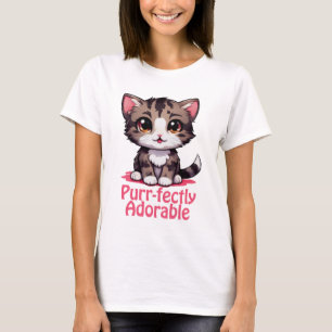 Gesponnen-perfect Schattig Chibi Kawaii Kitten in  T-shirt