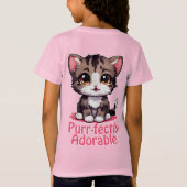 Gesponnen-perfect Schattig Chibi Kawaii Kitten in T-shirt (Achterkant)