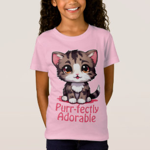 Gesponnen-perfect Schattig Chibi Kawaii Kitten in  T-shirt