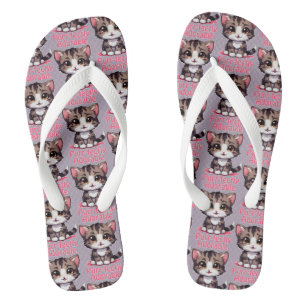 Gesponnen-perfect Schattig Chibi Kawaii Kitten in  Teenslippers