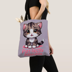 Gesponnen-perfect Schattig Chibi Kawaii Kitten in  Tote Bag