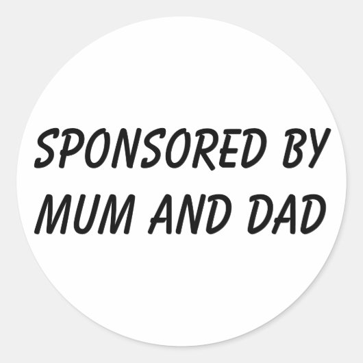 GESPONSORD DOOR MAMA EN PAPA RONDE STICKER (Voorkant)
