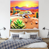Gespot Gecko Woestijn Zonsondergang Canvas Afdruk (Insitu (Slaapkamer))