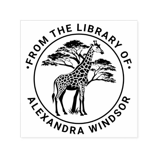 Gespot Giraffe door Tree #2 Bibliotheek Boeknaam Zelfinktende Stempel (Design)