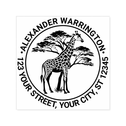 Gespot Giraffe door Tree #2 Naam Adres Zelfinktende Stempel (Design)