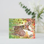 Gespot hert en kleine vogel briefkaart (Staand voorkant)