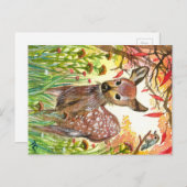 Gespot hert en kleine vogel briefkaart (Voorkant / Achterkant)