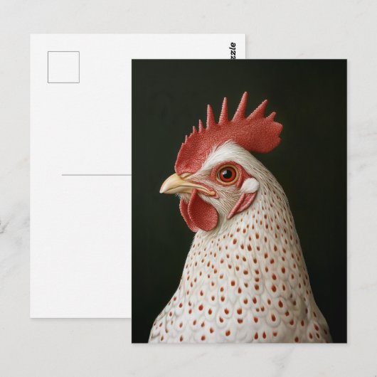 Gespot kippenportret briefkaart (Voorkant / Achterkant)