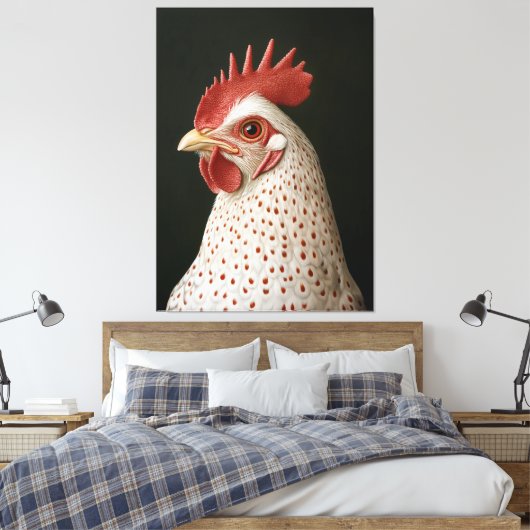 Gespot kippenportret canvas afdruk (Insitu (Slaapkamer))