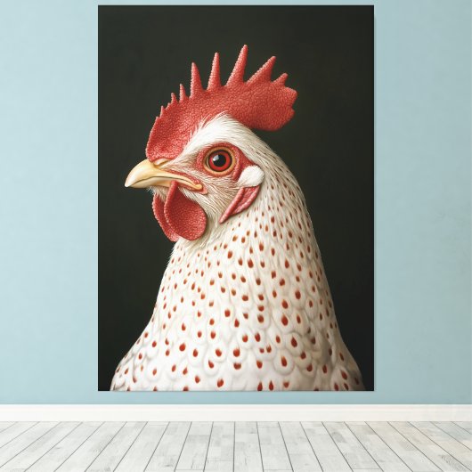 Gespot kippenportret canvas afdruk (Insitu (Houten vloer))