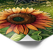 Gespot paard, rustieke schuur, zonsopgang op Boerd Perfect Poster (Hoek)