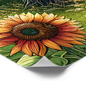 Gespot paard, rustieke schuur, zonsopgang op Boerd Poster (Hoek)