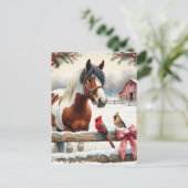 Gespot Pinto Paard en Kardinalen Gepersonaliseerd Briefkaart (Staand voorkant)