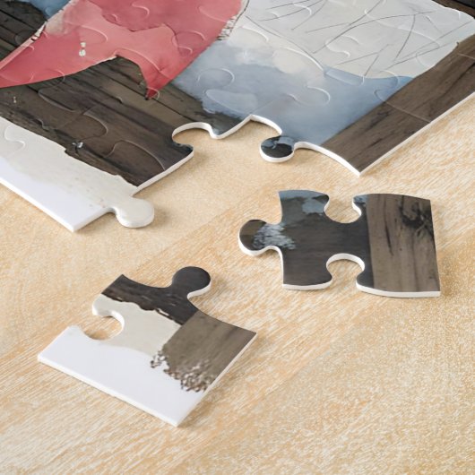 Gespot Pinto Paard en Kardinalen Kerst Legpuzzel (Zijkant)