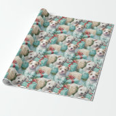 Gespot PitBull Pups Seafoam Groene Kerst Cadeaupapier (Uitgerold)