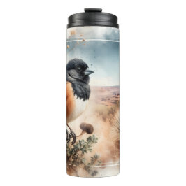 Gespot Towhee Songbird Waterverf Natuur Tumbler Thermosbeker