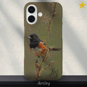 Gespot Towhee Vogel Schilderen Aangepaste Naam Vog iPhone 16 Hoesje