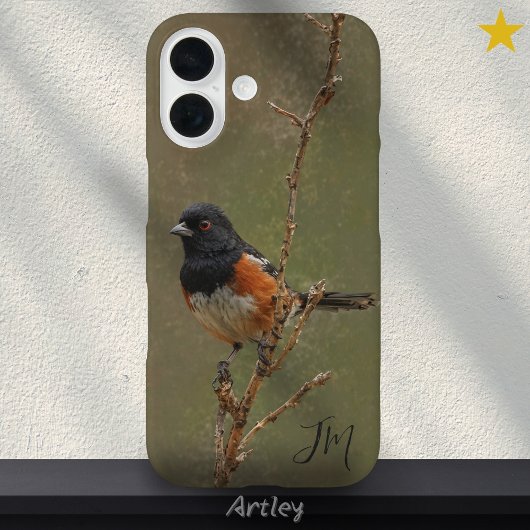 Gespot Towhee Vogel Schilderen Aangepaste Naam Vog Case-Mate iPhone Case