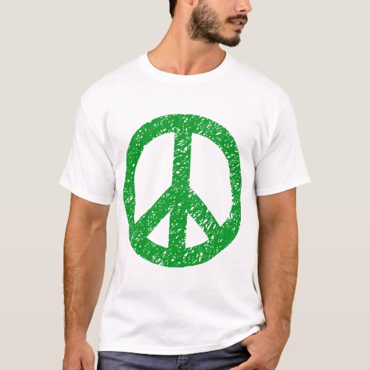 Gespreekt vredesymbool - groen gras t-shirt (Voorkant)