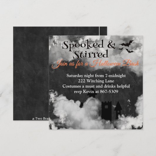 Gesprek en Stirred Halloween Party Kaart (Voorkant / Achterkant)