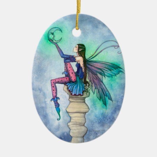 Gesprek met de Maanfee Fantasie Kunst Keramisch Ornament (Voorkant)
