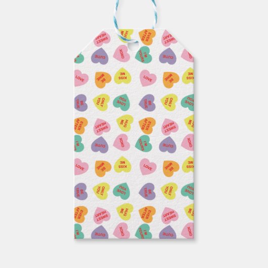 Gesprek Snoep Harten Gift Label Cadeaulabel (Voorkant)