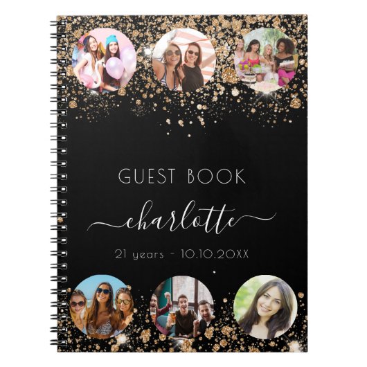 Gesprek zwarte goudglitter foto notitieboek (Voorkant)
