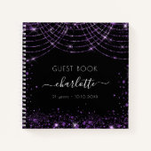 Gesprek zwarte paarse glitter-monogram notitieboek (Voorkant)