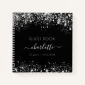 Gesprek zwarte zilverglitter monogram notitieboek (Voorkant)