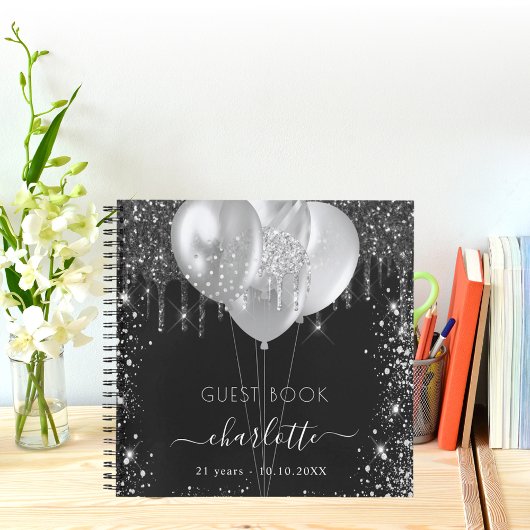 Gesprek zwarte zilverglitter notitieboek