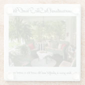 Gesprekken aan de voorzijde glazen onderzetter (Achterkant)