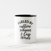 Gesprekken door Caffeine Chaos en Cuss Words Tweekleurige Koffiemok (Center)